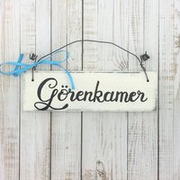 Holzschild Türschild „Görenkamer" Kinderzimmer Plattdeutsch Deko Eingang Vintage Handgemacht Tür Zuhause Hängedekoration Dekor Geschenk Weiß von Kinners73