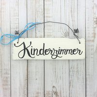 Holzschild Türschild „Kinderzimmer" Kind Baby Deko Eingang Vintage Handgemacht Tür Zuhause Hängedekoration Dekor Weiß Geschenk von Kinners73