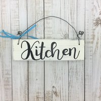 Holzschild Türschild „Kitchen" Küche Kochen Vintage Handgemacht Tür Zuhause Hängedekoration Dekor Essplatz Speisezimmer Wanddekoration von Kinners73