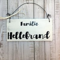 Holzschild Türschild Familie Name Vintage Namensschild Haustür Dekoration Personalisiert Selber Gestalten Klingelschild Individuell von Kinners73