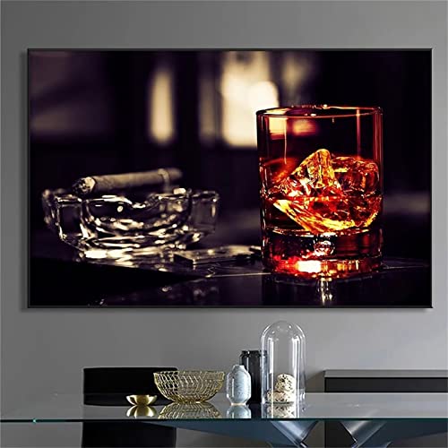 5D DIY Diamant Painting Bilder Erwachsene Kinder, Whisky und Zigarren Full Round Drill Diamond Painting Bastelset, Strass Stickerei malen nach Zahlen, für Home Büro Eingang Wand Dekor 30x40cm b-368 von Kinooge