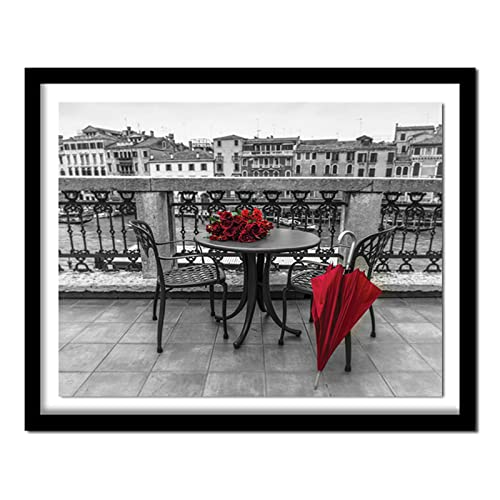 5D Diamond Painting Rote Rosenblüte Diamant Painting Kinder, Diamond Painting Erwachsene Bilder Kits, DIY Voll Set Cross Stickerei Malerei, Home Wanddekoration Malerei Kunsthandwerk Geschenk 30x40cm von Kinooge