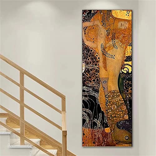 Abstrakt Gustav Klimt 5D Diamond Painting Bilder Erwachsene Kinders, 60x120cm Großes Format DIY Runden Full Kristall Strass Stickerei Mosaik Gemälde Kunst Basteln, für Raumdekor Wand Dekor E-131 von Kinooge