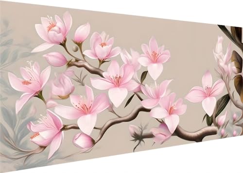 Blume Magnolie Diamond Painting Erwachsene Groß XXL 120x60cm, DIY 5D Diamant Painting Bilder Malen Nach Zahlen Set, Diamond Art Full Diamant Malerei Kunst Basteln für Home Wand Dekor D-160 von Kinooge