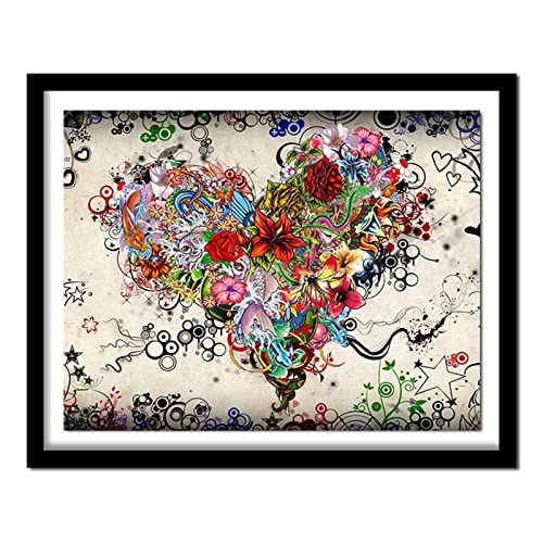 Diamond Painting, 5D Diamant Painting Herz Blume, Diamant Bilder Malerei Kinder Kreuzstich Kits, groß Daiments Painting mit Voll Zubehör für Wohnzimmer Schlafzimmer Büro Wand 60x90cm/24x36in von Kinooge