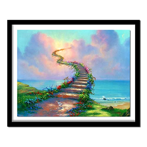 Diamond Painting, 5D Diamant Painting Himmelstreppen, Diamant Bilder Malerei Kinder Kreuzstich Kits, groß Daiments Painting mit Voll Zubehör für Wohnzimmer Schlafzimmer Büro Wand 50x70cm/20x28in von Kinooge