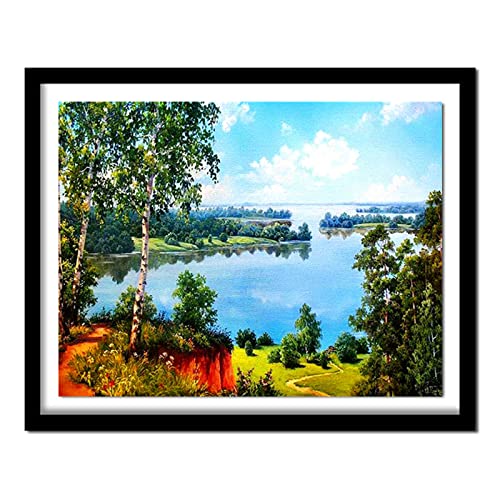 Diamond Painting,5D Diamant Painting Blaues Meer,blauer Himmel Bilder,Diamant Malerei Kinder Kreuzstich Kits,groß Daiments Painting mit Voll Zubehör für Wohnzimmer Büro Wand 50x70cm/20x28in von Kinooge