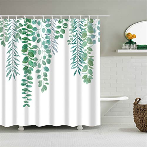 Kinooge Duschvorhang 230x180cm, Blätter Duschvorhänge Antischimmel Wasserdicht Gewichteter Polyester Stoff, Waschbar, 3D Shower Curtains mit Haken, Textil Badvorhang für Dusche und Badewanne Dekor von Kinooge