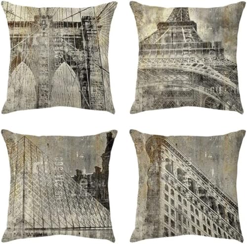 Kissenbezug Outdoor Wasserdicht Sofakissen Grau Quadratisch Leinen Dekokissen Sommer Kissenhülle Mit unsichtbarem Reißverschluss für Sofa Wohnzimmer Balkon Garten Kissen 35x35cm Stadtgebäude F-2082 Kissenbezug Outdoor Wasserdicht Sofakissen Grau Quadratisch Leinen Dekokissen Sommer Kissenhülle Mit unsichtbarem Reißverschluss für Sofa Wohnzimmer Balkon Garten Kissen 35x35cm Stadtgebäude F-2082 von Kinooge