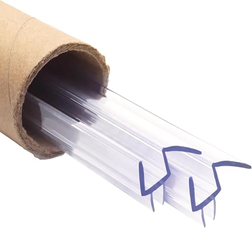 Bodendichtung für Duschtüren, PVC-Streifen, passend für 10 mm dicke, rahmenlose Glastürverkleidung, 990 mm lang, 2 transparente Türdichtungen, um Wasserlecks zu verhindern von Kinrinjinlin
