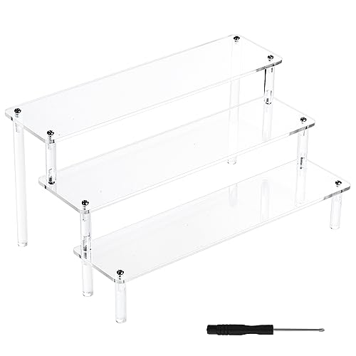 Kinsinder 3 Stöckiges Acryl Riser Display Regal Ständer, Transparente Acryl Display Riser Regal für Figuren, Spielzeug, Cupcakes, Desserts von Kinsinder