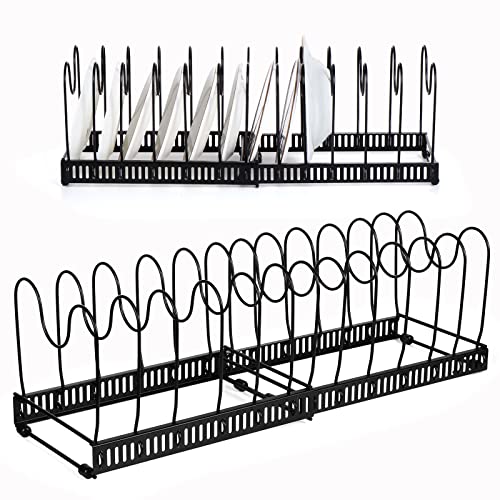 Kinsinder Pfannenhalter für Schublade, Erweiterbarer Pfannen Organizer mit 13 Verstellbaren Teiler, Perfekt für Küchenutensilien Pfannen, Töpfe und Deckel(Schwarz-13) von Kinsinder