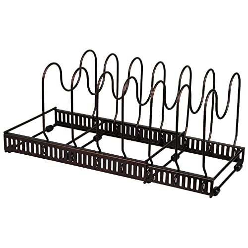 Kinsinder Topfdeckelhalter, Pfannen Topf Organizer, Erweiterbares Topfregal, Topfdeckel Organizer mit 7 Verstellbaren Trennwänden Küchen Pfannendeckel Halter für Schranktheke Schran (Braun) von Kinsinder