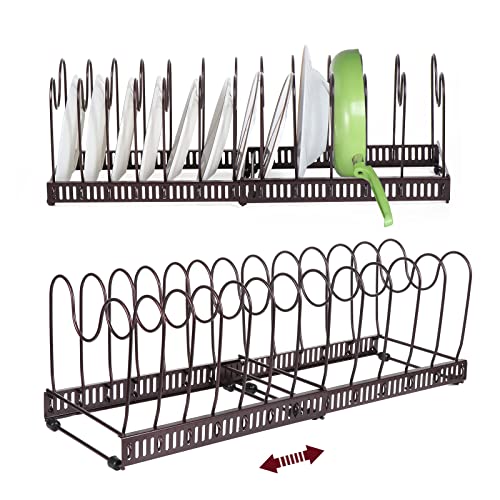 Kinsinder Pfannenhalter für Schublade, Erweiterbarer Pfannen Organizer mit 13 Verstellbaren Teiler, Perfekt für Küchenutensilien Pfannen, Töpfe und Deckel (Bronze-13) von Kinsinder