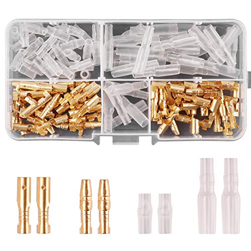 Kinstecks ​​120 STÜCKE 3,5mm Rundsteckverbinder Kit Messing Bullet Male & Female Wire Terminals Stecker mit Isolationsabdeckung für Motorrad Motorrad Auto Lkw Roller Boote Elektrische Instrumente von Kinstecks