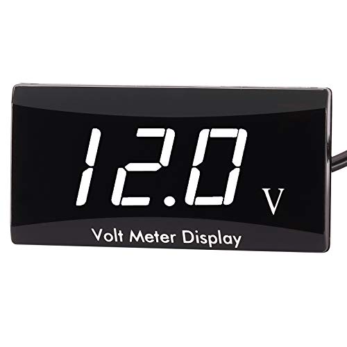 Kinstecks [Verbesserte Version] Motorrad Voltmeter DC 12V Digital Voltmeter Anzeige LED-Anzeige Spannungsmesser für Motorrad-Autobatterie-Spannungswächter-Weiß von Kinstecks