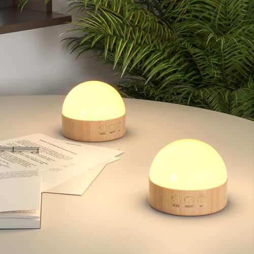 Kintion Nachttischlampe Kinder, 8 Modi mit RGB Lichtern Nachtlicht Baby, 1800mAh Wiederaufladbares Stilllicht Dimmbar, Rotes Nachtlicht mit 25–160 Stunden Laufzeit, 2er-Pack von Kintion