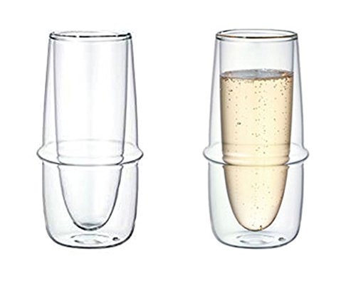 Doppelwandig Kinto Kronos Champagner Glas – behält Temperatur – verhindert Kondensation – Set von zwei von Kinto