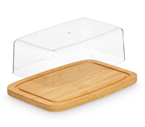 BUTTERDOSE mit Deckel aus Bambus/Kunststoff Butterglocke Kühlschrank Butterschale Butterbehälter Butterbüchse Butter Box 50 von Kinvara