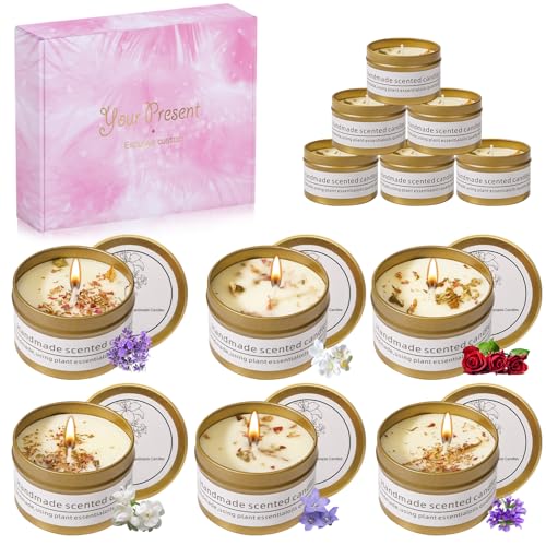 Kinwers Duftkerzen Set,6 Stück Duftkerzen Geschenkset Natürliches Sojaöl Dauerbrenndauer 25 Stunden Massage Kerze,für Geburtstag Muttertag Valentinstag Yoga SPA. von Kinwers