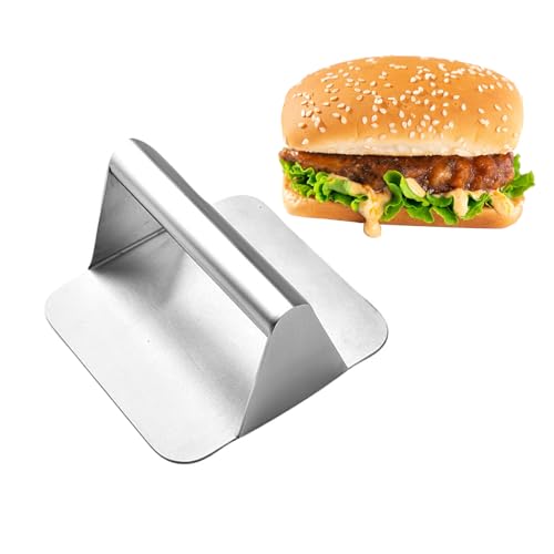 Burgerpresse, Smashed Burger Presse Edelstahl, Quadratische Antihaft Grillpresse für Speck, Grillzubehör Set für das Kochen auf der flachen Grillplatte, 14CM Burger Pattie Presse für Fett ausdrücken von Kinwodon