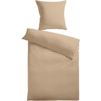 Baumwoll-Satin Bettwäsche Uni 80 x 80 + 135 x 200 cm, Farbe beige von Kinzler