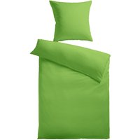 Baumwoll-Satin Bettwäsche Uni 80 x 80 + 135 x 200 cm, Farbe grün von Kinzler