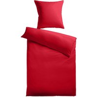 Baumwoll-Satin Bettwäsche Uni 80 x 80 + 135 x 200 cm, Farbe rot von Kinzler