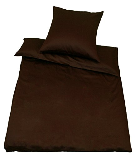 Kinzler B-10002/52 hochwertige Baumwoll-Satin Bettwäsche Uni, modern, 80x80 + 155x220 cm, braun von Kinzler