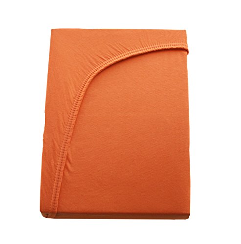 Kinzler C-03169/09 Premium Baumwoll-Jersey Spannbetttuch 140-160x200 cm, orange von Kinzler