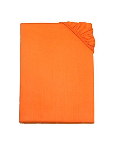 Kinzler C-10031/09 Baumwoll-Satin Spannbettlaken Uni 100x200 cm, orange von Kinzler