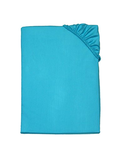 Kinzler C-10031/68 Baumwoll-Satin Spannbettlaken Uni 100x200 cm, Aqua von Kinzler