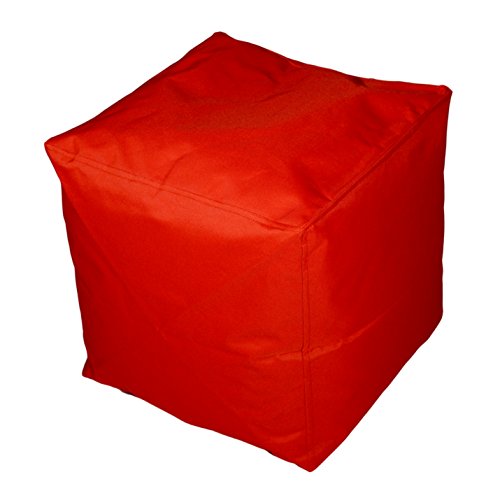 Kinzler S-10117/32 Sitzwürfel, ca. 40x40x40 cm, Outdoor & Indoor, Sitzsack in vielen verschiedenen Farben, wasserabweisender Hocker, rot von Kinzler