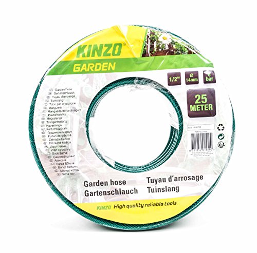 Kinzo Gartenschlauch 3-lagig, Stärke 1/2" (Ø 14 mm), max. 6 bar, lieferbar in den Längen 10 m, 25 m, 50 m (25m) von Kinzo