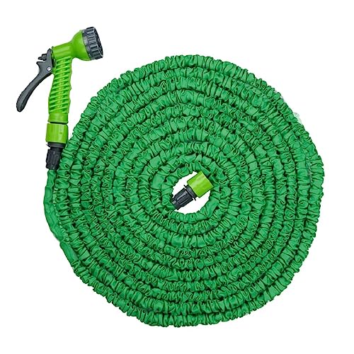 Kinzo Flexibler Gartenschlauch 20 M – inkl. Schlauch Aufsatz – Sprühkopf mit 7 Sprühpositionen – Kunststoff – Grün/Grau von Kinzo