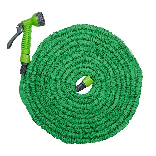 Kinzo Flexibler Gartenschlauch 20 m – inkl. Schlauch Aufsatz – Flexschlauch mit Sprühkopf mit 7 Sprühpositionen – Kunststoff – Grün/Grau von Kinzo