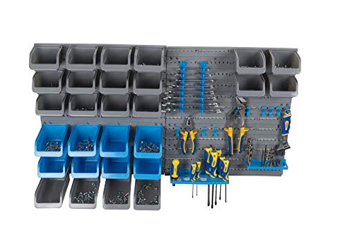 Kinzo - Formwand - 43 Teile - Handlich Ablagefächer - Haken und Racks, Grau, Blau von Kinzo