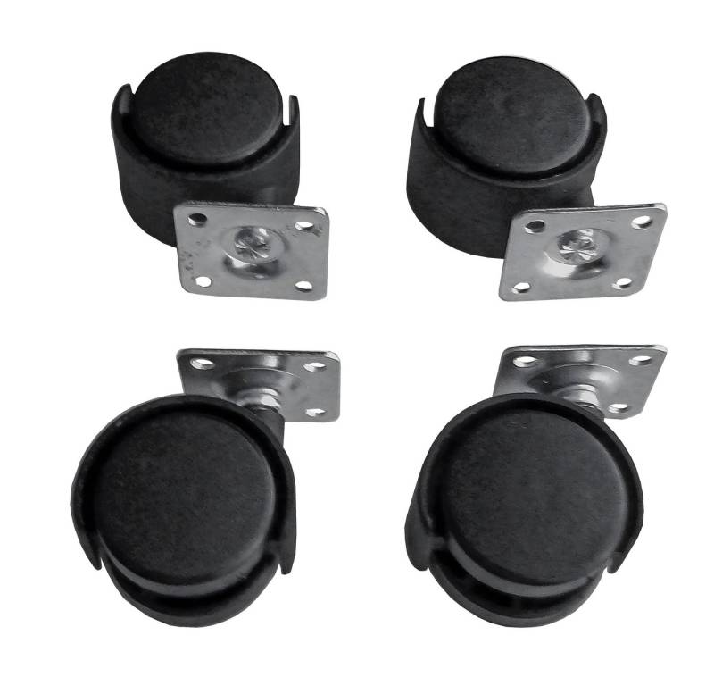Kinzo Möbelrolle 4x MÖBELROLLEN - Ø 40mm mit Anschraubplatte Schwarz Lenkrollen 65, (4-St), Transportrollen Schwenkrollen Laufrollen Rollen von Kinzo