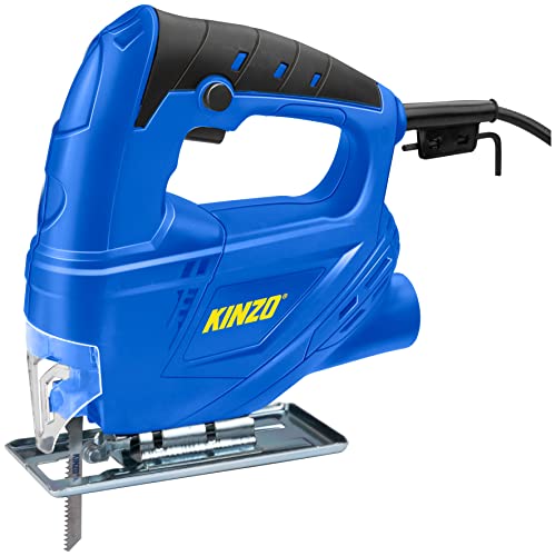 Kinzo Stichsäge - 230V - 400W - mit Staubabsaugung - Schutzblatt - Verschiedene Materialien - Holz bis zu 65 mm - Metall bis zu 6 mm - Blau, 8711252064161 von Kinzo