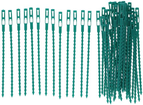 Kinzo Verstellbare Pflanzenbinder - 50 Stück Pflanzenklammern - Rankhilfe für Blumen, Tomaten und Kletterpflanzen - Pflanzenbindegerät - Kunststoff - Grün von Kinzo