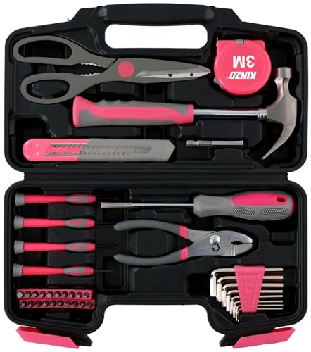 Kinzo Werkzeugsatz 39 Teile - für den Hausgebrauch - Rosa, 8711252177960 von Kinzo