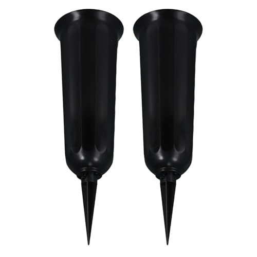 2 Stück Grabvase mit Erdspieß - Kunststoff Grab Blumenvase, Witterungsbeständiger Grabschmuck, Frostsicher Steckvase für Grab, Wetterfeste Friedhofsvase von Kioiner