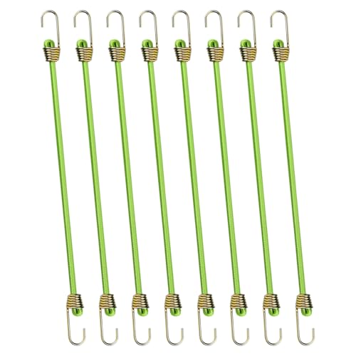 8 Stück 25cm Spanngummi mit Haken Gepäckspanner, Mini Gummi Spanngurte,Elastisch Expander, Gummi-Spannseil, für Transportieren Verpacken Camping Zeltplane (Grün) von Kioiner