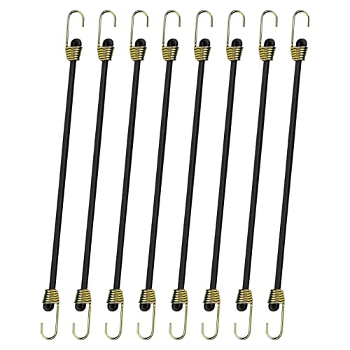 8 Stück 25cm Spanngummi mit Haken Gepäckspanner, Mini Gummi Spanngurte,Elastisch Expander, Gummi-Spannseil, für Transportieren Verpacken Camping Zeltplane (Schwarz) von Kioiner