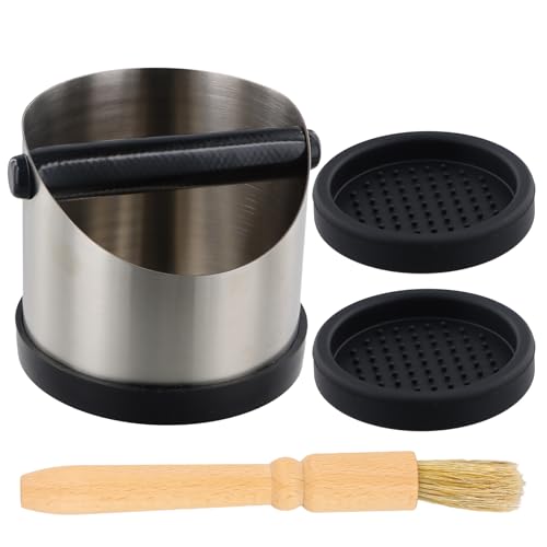 Abklopfbehälter, 580 ml Edelstahl Kaffee Knock Box, Silber Kaffeesatz Abschlagbehälter, Kaffeesatz Container Zubehör für Siebträger, Kommt mit Reinigungsbürste und Anti-Rutsch-Matte Abklopfbehälter, 580 ml Edelstahl Kaffee Knock Box, Silber Kaffeesatz Abschlagbehälter, Kaffeesatz Container Zubehör für Siebträger, Kommt mit Reinigungsbürste und Anti-Rutsch-Matte von Kioiner