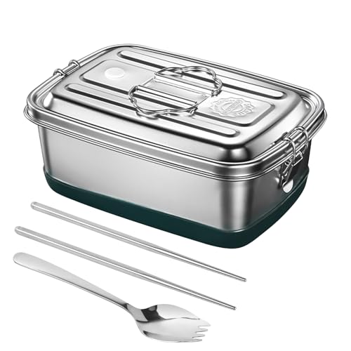 Brotdose Edelstahl, 2000ML Lunchbox Auslaufsicher Brotzeitdose mit Fächer und Dichtring, Langlebige und Umweltfreundliche Tragbare Jausenbox für Schule Arbeit, Picknickbox für Erwachsene und Kinder von Kioiner