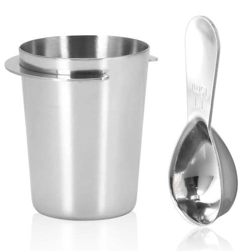 Kioiner 1 Stück 51mm Kaffee Messbecher Edelstahl, 1 Stück Messlöffel für Kaffee, Espresso Dosierbecher, Messbecher für Kaffeepulver aus Edelstahl, Kompatibel mit Standard Siebträgermaschinen von Kioiner