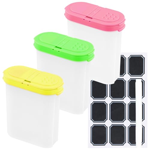 Kioiner 250 ml Vorratsdosen Set, 3 Stück Transparente Vorratsbehälter mit 12 Etiketten & 1 Whiteboard Marker – Perfekt für Getreide, Mehl, Zucker, Müsli uvm von Kioiner