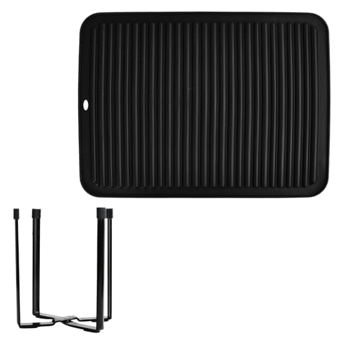 Kioiner Flaschenhalter, Abtropfgestell Flaschen, Flaschentrockner Ständer, Abtropfmatte Geschirr 40 X 30 cm, Abtropfmatte Spüle, Passend für Teller, Tassen, Topfdeckel, 4 Slots von Kioiner