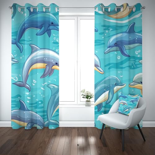 Kioldoq Delphin Tierdruck Vorhang Blickdicht Schlafzimmer, Meer Blau Gardinen Wohnzimmer 2er Set, Meerestiere Ozean Verdunklungsgardine Mit Ösen, Thermovorhang Kälteschutz 183 x 117 cm Kioldoq Delphin Tierdruck Vorhang Blickdicht Schlafzimmer, Meer Blau Gardinen Wohnzimmer 2er Set, Meerestiere Ozean Verdunklungsgardine Mit Ösen, Thermovorhang Kälteschutz 183 x 117 cm von Kioldoq